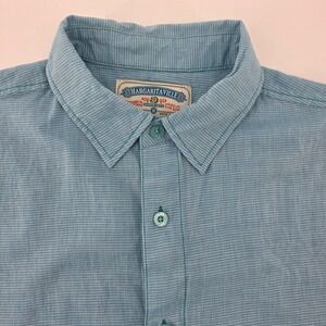 Margaritaville Blue Striped Button Up Shirt Mens Medium Short Sleeve Beach‎